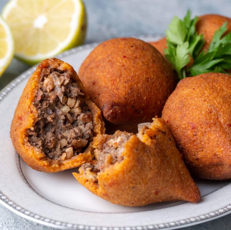 Kibbeh partions in a plate on the table
