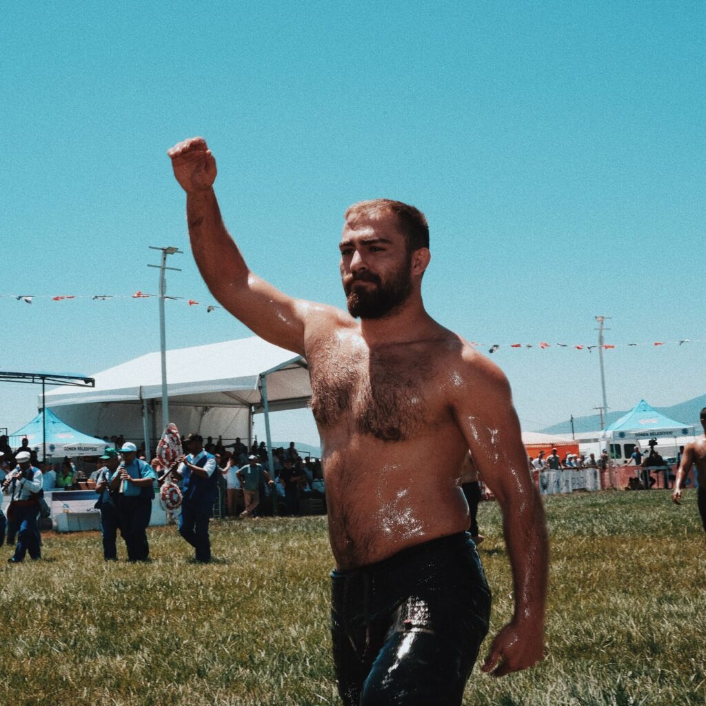 wrestler greeting the audience